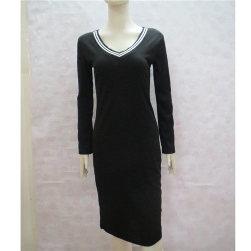 Sexy Bodycon Dress Deep V Knitted Dress Women Long Sleeve Slim Casual Dress Elegant Midi Pencil Party Dresses Plus Size