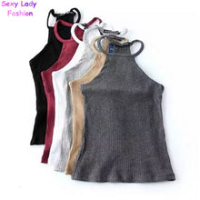 Sexy Halter tight Slim fit Camis Brandy Melville crop Top Camisetas Tank Vest Striped Line Halter Straps Tee 6 colors