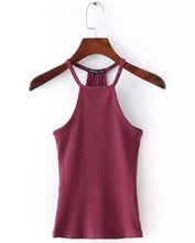 Sexy Halter tight Slim fit Camis Brandy Melville crop Top Camisetas Tank Vest Striped Line Halter Straps Tee 6 colors
