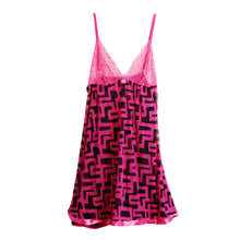 Sexy Lingerie Babydoll Dress Women Nightwear Print Lace Sheer Mesh Spaghetti Strap Backless Sleepwear Nightgown With G-string
