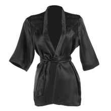 Sexy Lingerie Plus Size Women Sleepwear Bathrobe Robe Black Satin Nightwear Gown Lace Underwear Ladies XXL Sise Clothes