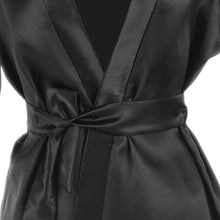 Sexy Lingerie Plus Size Women Sleepwear Bathrobe Robe Black Satin Nightwear Gown Lace Underwear Ladies XXL Sise Clothes