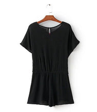 Sexy Tassel Lacing up o neck Embroidery Jumpsuit Women Short sleeve Elastic Waist Short Pants Romper Overalls Black