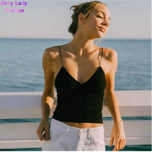 Sexy V neck Slim fit Tight Camis Brandy Melville crop Top Camisetas Tank Vest Striped Line Short Tee 3 colors