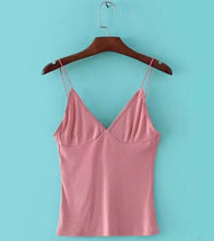 Sexy V neck Slim fit Tight Camis Brandy Melville crop Top Camisetas Tank Vest Striped Line Short Tee 3 colors