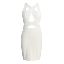 Sexy Women Bodycon Bandage Dress Ladies Sleeveless Cut Out Dress V-Neck Backless Party Clubwear White Vestido De Festa