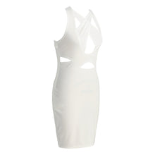 Sexy Women Bodycon Bandage Dress Ladies Sleeveless Cut Out Dress V-Neck Backless Party Clubwear White Vestido De Festa