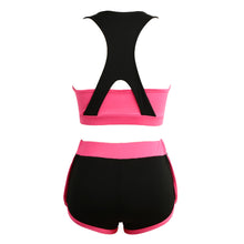 Sexy Women Bra Two-Piece Set Contrastcolor Racerback Crop Top Women Vest Shorts Tracksuits Push Up Tops