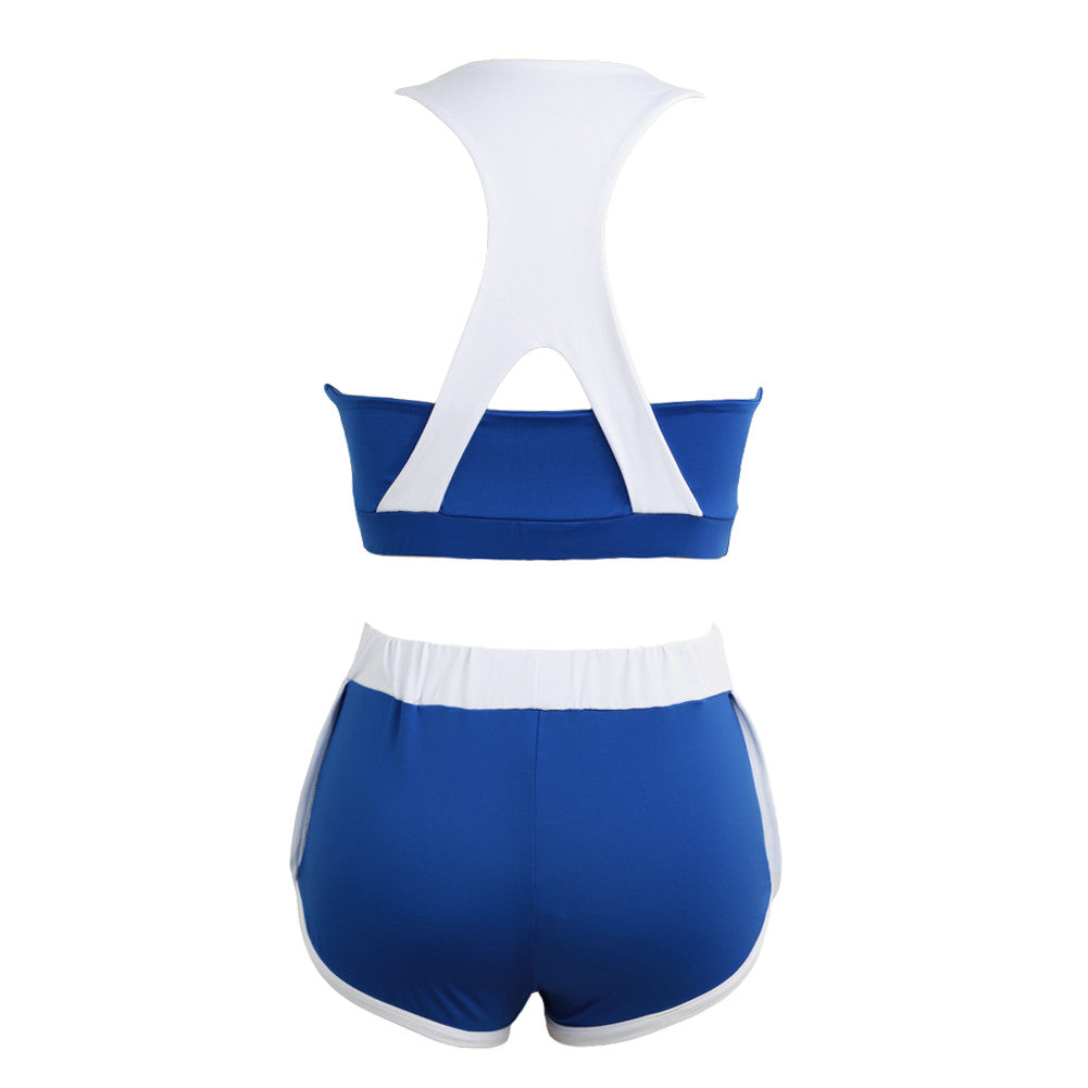 Sexy Women Bra Two-Piece Set Contrastcolor Racerback Crop Top Women Vest Shorts Tracksuits Push Up Tops