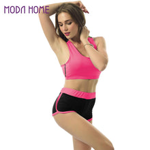 Sexy Women Bra Two-Piece Set Contrastcolor Racerback Crop Top Women Vest Shorts Tracksuits Push Up Tops