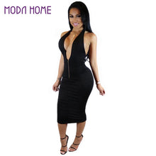 Sexy Women Deep V-neck Wrap Bodycon Dress Front Zipper Backless Clubwear Ukraine Club Party Midi Dress Black Vestidos De Renda