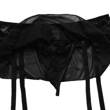 Sexy Women Panties Lace Mesh Garter Belt with G-string Suspender Thong Lingerie Underwear Black Crotchless Panties Costumes