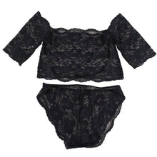 Sexy Women's Black Thin Lace Bra Tops + Panty Underwear Sets Breathable Hollow Out Crop Tops