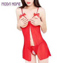 Sexy Women's Sleepwear Bare Breast See-through Open Bust Nightwear+G-string Lingerie Erotic Ropa Vetement Transparent Pour Femme