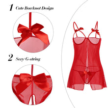 Sexy Women's Sleepwear Bare Breast See-through Open Bust Nightwear+G-string Lingerie Erotic Ropa Vetement Transparent Pour Femme
