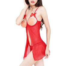 Sexy Women's Sleepwear Bare Breast See-through Open Bust Nightwear+G-string Lingerie Erotic Ropa Vetement Transparent Pour Femme