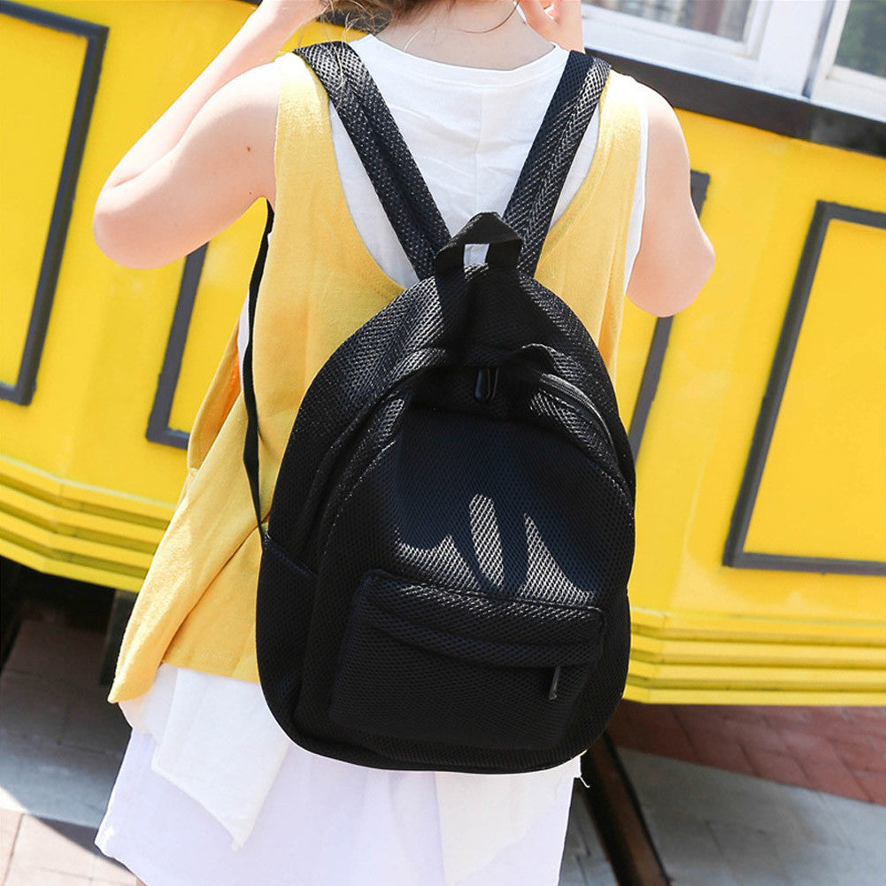 Simple Fashion Men Women Mesh Backpack Solid See-Through Zipper Small Bag Casual Speedy Bag Portable Travel Bag Rugzak Vrouwen