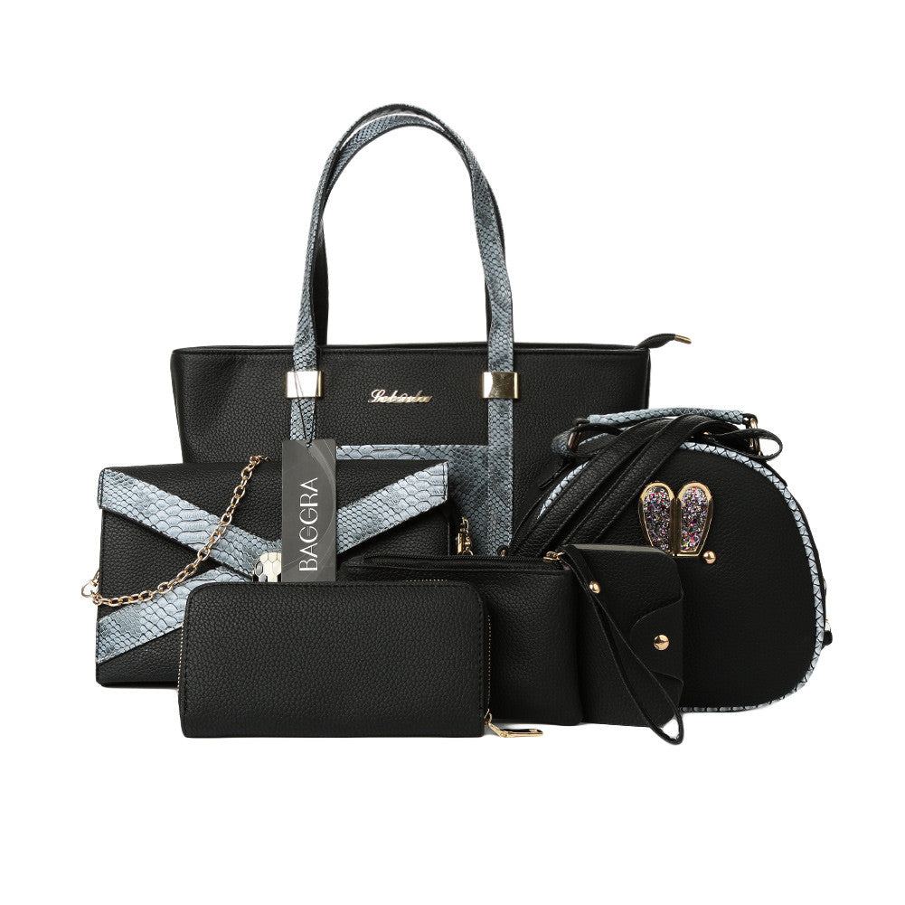 Snake Print PU Leather Women Bag Handbag 6Pcs Snakeskin Zipper Women Messenger Bags Famous Brands Crossbody Shoulder Bag Bolsa