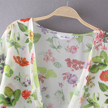 Spain Women chiffon kimono cardigan Regular Floral print blouse/mujer ropa camisas femininas