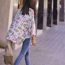 Spain Women chiffon kimono cardigan Regular Floral print blouse/mujer ropa camisas femininas