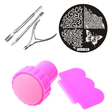 Steel Nail Cuticle Spoon Pusher Remover Cutter Nipper Clipper Set+Nail Art Image Stamp Stamping Plates+Stamping Stamp Tools
