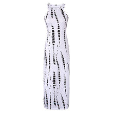 Striped Print Hollow Out Maxi Dresses Celebrity Beach Party NOVELTY Tie dye Cut Out Red White Long Sleeveless Dress J3207