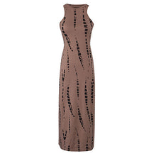 Striped Print Hollow Out Maxi Dresses Celebrity Beach Party NOVELTY Tie dye Cut Out Red White Long Sleeveless Dress J3207