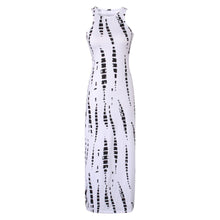 Striped Print Hollow Out Maxi Dresses Celebrity Beach Party NOVELTY Tie dye Cut Out Red White Long Sleeveless Dress J3207
