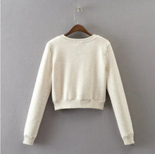 Stylish Metal Hole Lacing up V neck Strappy Sweatshirt Woman Short Pullover Hoodies Casual Jumper Sweats Tops Beige