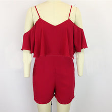 Off Shoulder Ruffle Jumpsuit Sexy Strap V Neck Rompers Womens Jumpsuit Hight Waist Elegant Playsuit Women