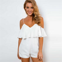Off Shoulder Ruffle Jumpsuit Sexy Strap V Neck Rompers Womens Jumpsuit Hight Waist Elegant Playsuit Women