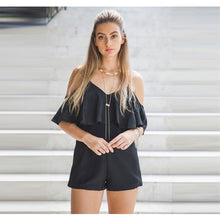 Off Shoulder Ruffle Jumpsuit Sexy Strap V Neck Rompers Womens Jumpsuit Hight Waist Elegant Playsuit Women