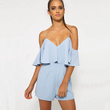 Off Shoulder Ruffle Jumpsuit Sexy Strap V Neck Rompers Womens Jumpsuit Hight Waist Elegant Playsuit Women