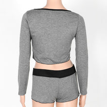 Two Piece Outfits Women Sexy Jumpsuit Women Long Sleeve Cropped Short Jumpsuit Playsuit Sexy Rompers