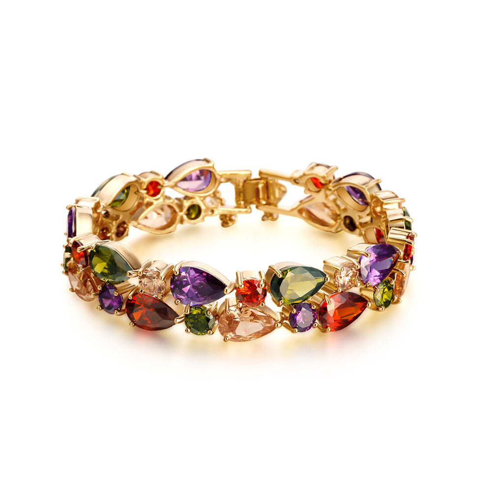 Unique Bracelets Banglescolorful Zircon Bracelet Gold Plate Women Bracelet  Jewelry For Girl Wedding Party Gift