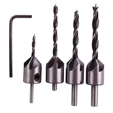Useful Practical 4pcs 5 Flute Countersink Drill Bits Set Reamer Woodworking Chamfer 3mm-6mm 68774