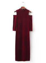 Vintage Burgundy Turtleneck off the shoulder Velvet Dress Women Vestido robe elbise zomer jurken Dresses