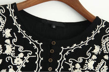 Vintage Flare Sleeve Flower Embroidery Shirt Ethnic Women Buttons O neck Pullover Blouse Femme Loose Tops