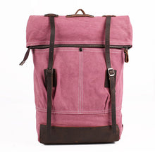 Vintage Women Men Canvas Backpack Crazy Horse Leather Laptop Backpack Large Capacity Retro Satchel School Bag Travel Rucksack