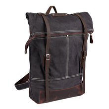 Vintage Women Men Canvas Backpack Crazy Horse Leather Laptop Backpack Large Capacity Retro Satchel School Bag Travel Rucksack