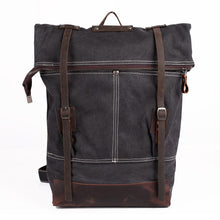 Vintage Women Men Canvas Backpack Crazy Horse Leather Laptop Backpack Large Capacity Retro Satchel School Bag Travel Rucksack