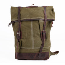 Vintage Women Men Canvas Backpack Crazy Horse Leather Laptop Backpack Large Capacity Retro Satchel School Bag Travel Rucksack
