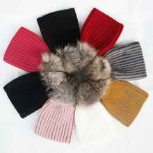 Warm Child Baby Girls Boys Knitted Woolen Natural Crochet Ski Kids Beanies Caps Raccoon Fur Pom Bobble Hats
