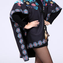British Style Women Outwear Coat Oversized Open Front Poncho Capes Black Shawl Irregular Hem Cardigan Ponchos And Capes