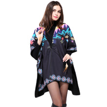 British Style Women Outwear Coat Oversized Open Front Poncho Capes Black Shawl Irregular Hem Cardigan Ponchos And Capes