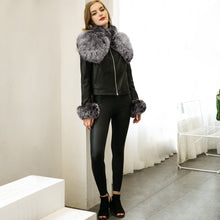 Women Short PU Leather Jacket Faux Fur Long Sleeve Bomber Motorcycle Zipper Coat Slim Punk Outerwear Jaqueta De Couro