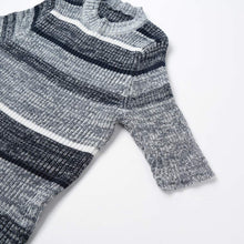 Women Knitted Striped Dress Bodycon Half Sleeve Ribbed Stretchy Long Sweater Jumper Dress Dark Blue Ladies Fall Dress