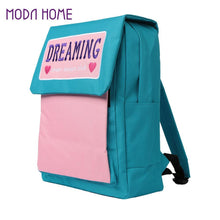 Women Canvas Backpack Contrastcolor Large Capacity Zipper Cover Adjustable Strap Laptop Bag Casual School Travel Bag