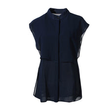 Women Chiffon Blouse High Street Stand Collar Short Butterfly Sleeve Solidcolor Elegant Blouses Tops blusas femininas