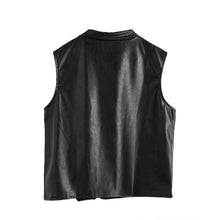 Women Faux Leather Vest Soft PU Lady Tatical Leather Motorcycle Vest Turn-down Collar Pocket Zip Colete WaistCoat Biker